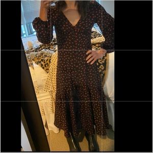 Topshop long sleeve rose print dress